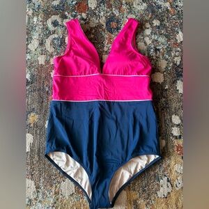 Cabana Life Pink and Blue One Piece Swimsuit